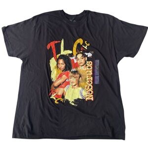 TLC No Scrubs Logo T-shirt Black Multi Short Sleeves Cotton Unisex Size 2XL New